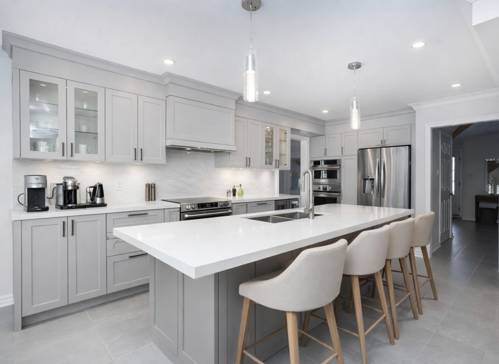 L shape kitchen with island