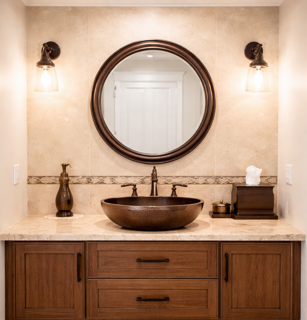 Rustic elegance in a bathroom vanity